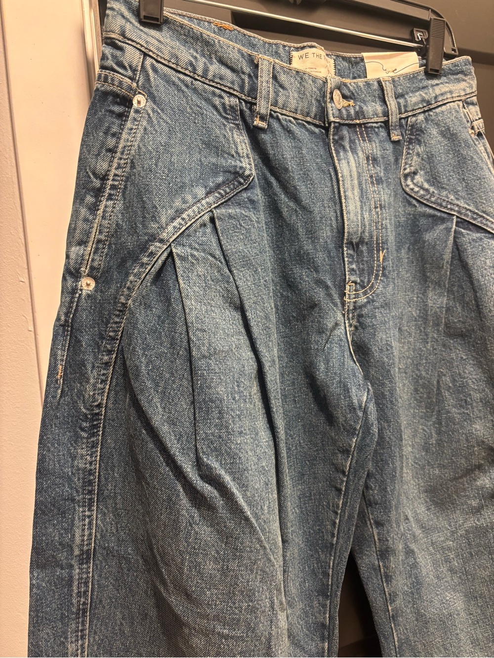 Free People We The Free Golden Hour Trouser Jeans 26 NWT Deacon Blue Pleated - Picture 7 of 13